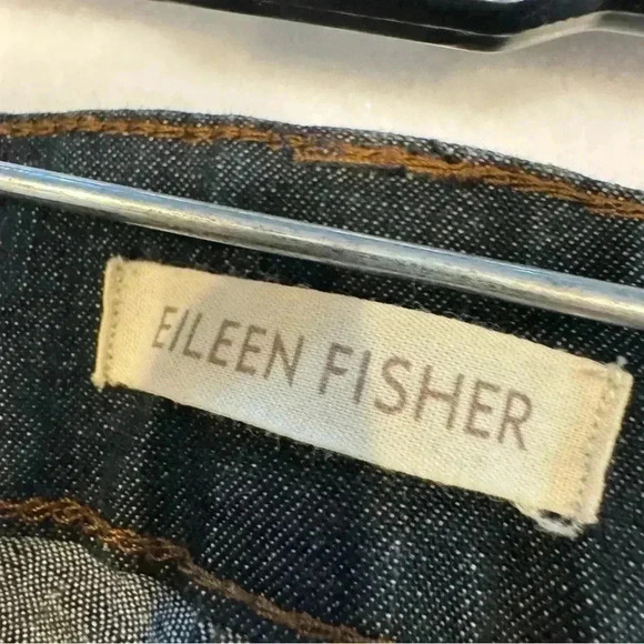 Eileen Fisher women’s jeans straight leg medium rise dark wash size 10 - Picture 3 of 10